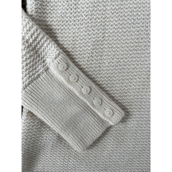 Loft Cream Textured Honeycomb Knit Sweater Womens Medium Button Cuff Long Sleeve - Picture 4 of 12